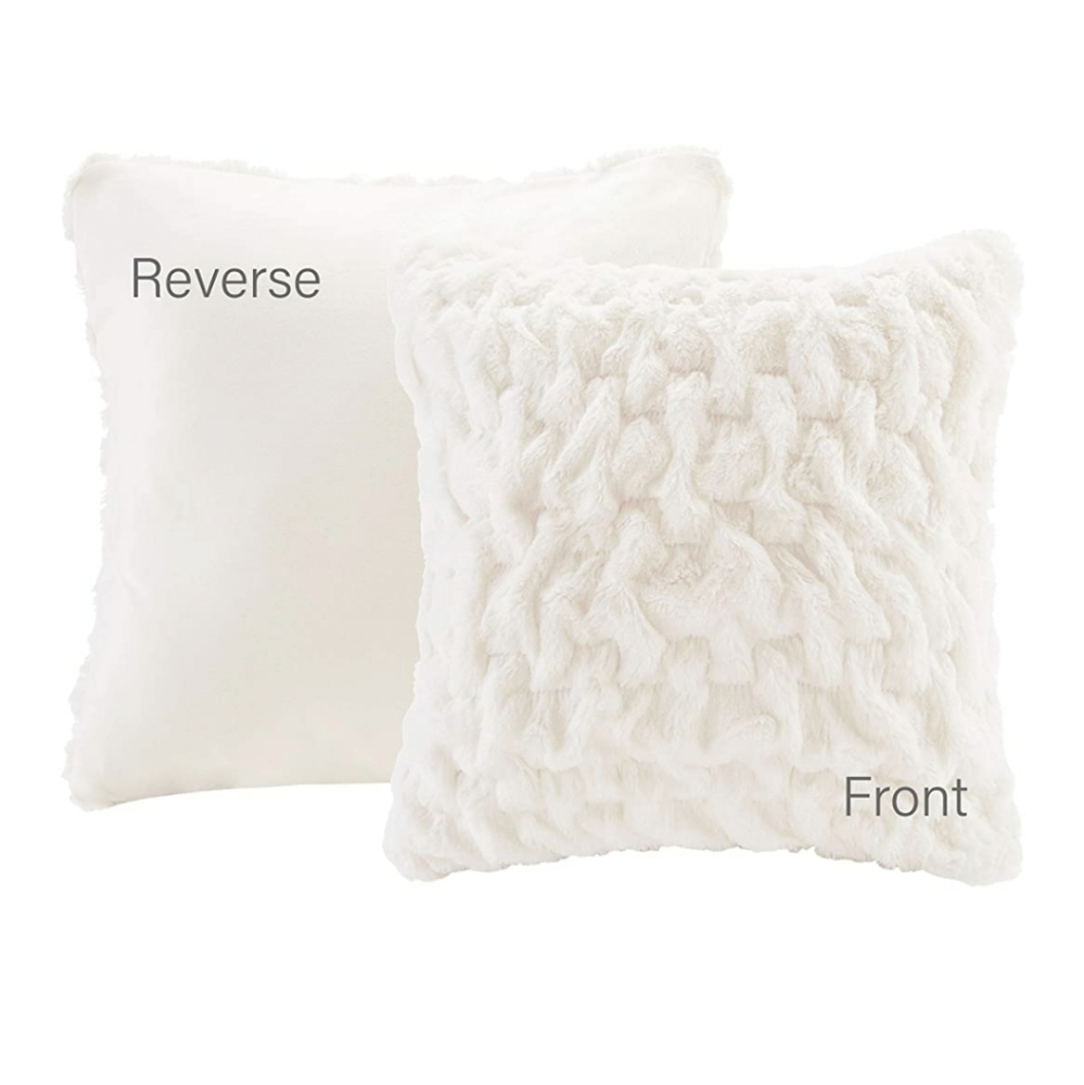 🆕️3 Pcs Throw Blanket & Pillow covers Ivory Color - Picture 3 of 4